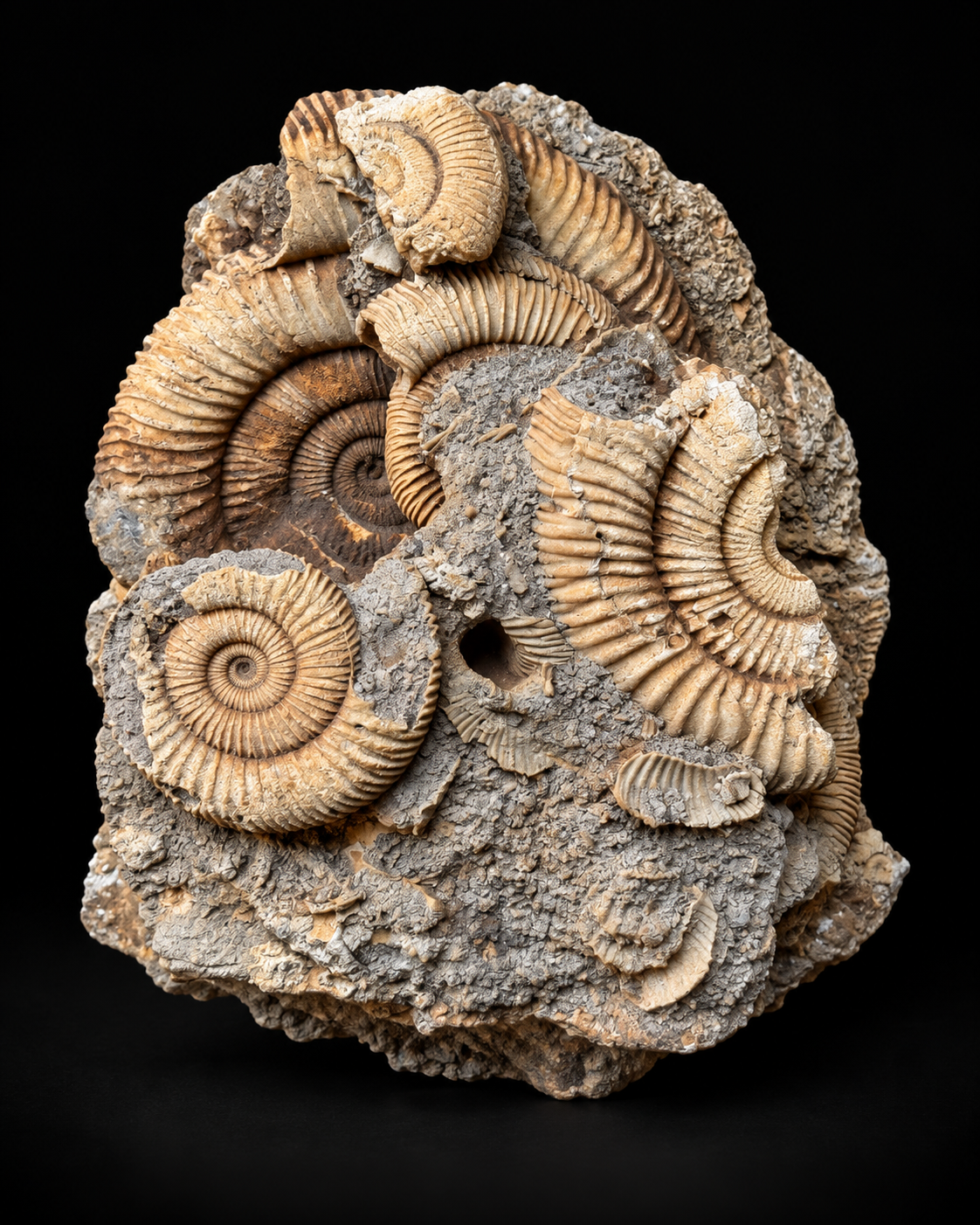 Fossiele ammonietencluster – Dactylioceras – Jura – Duitsland – 10 × 12 cm
