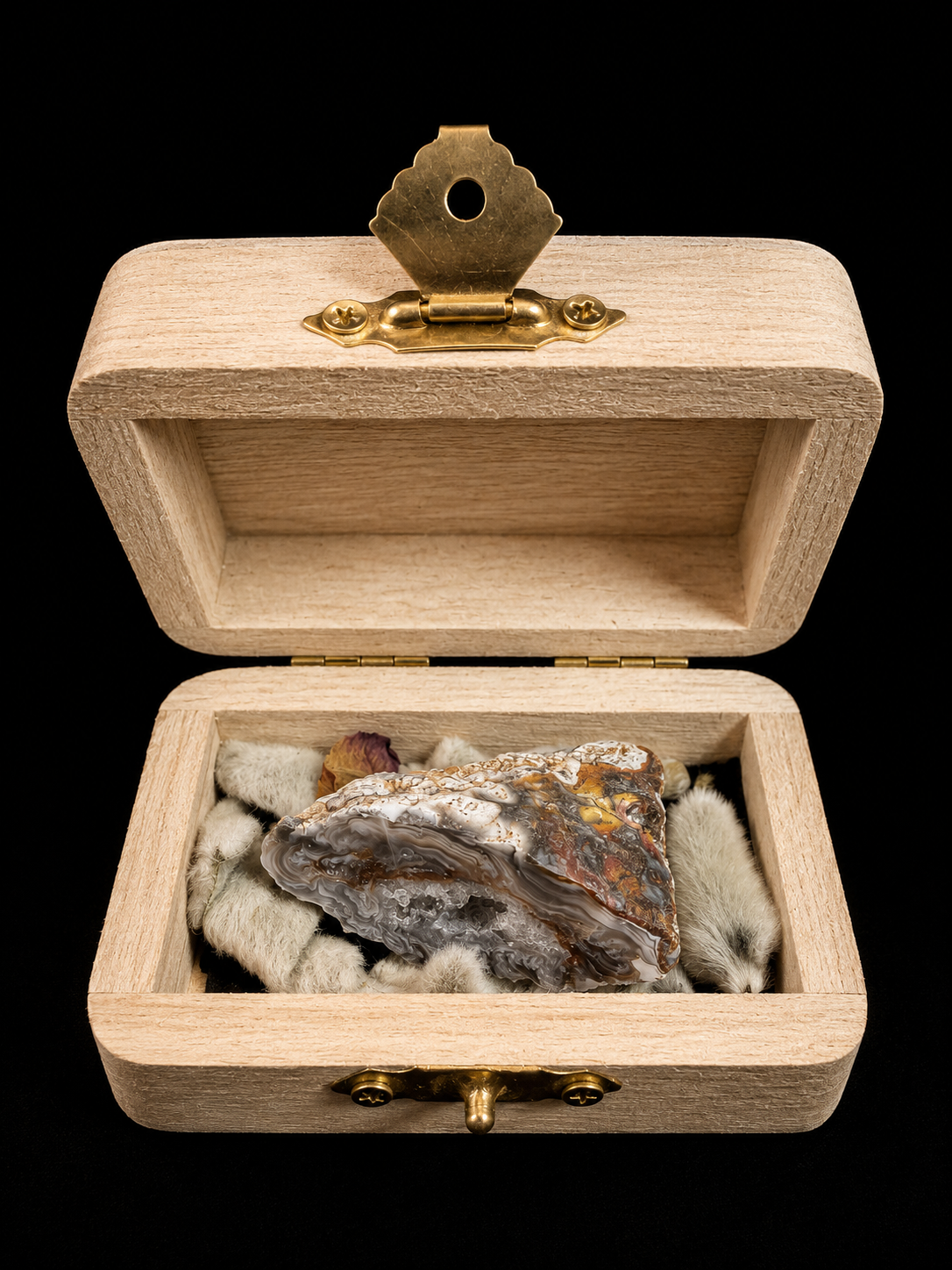 Natuurdoosje met fossielen & mineralen – unieke samenstelling