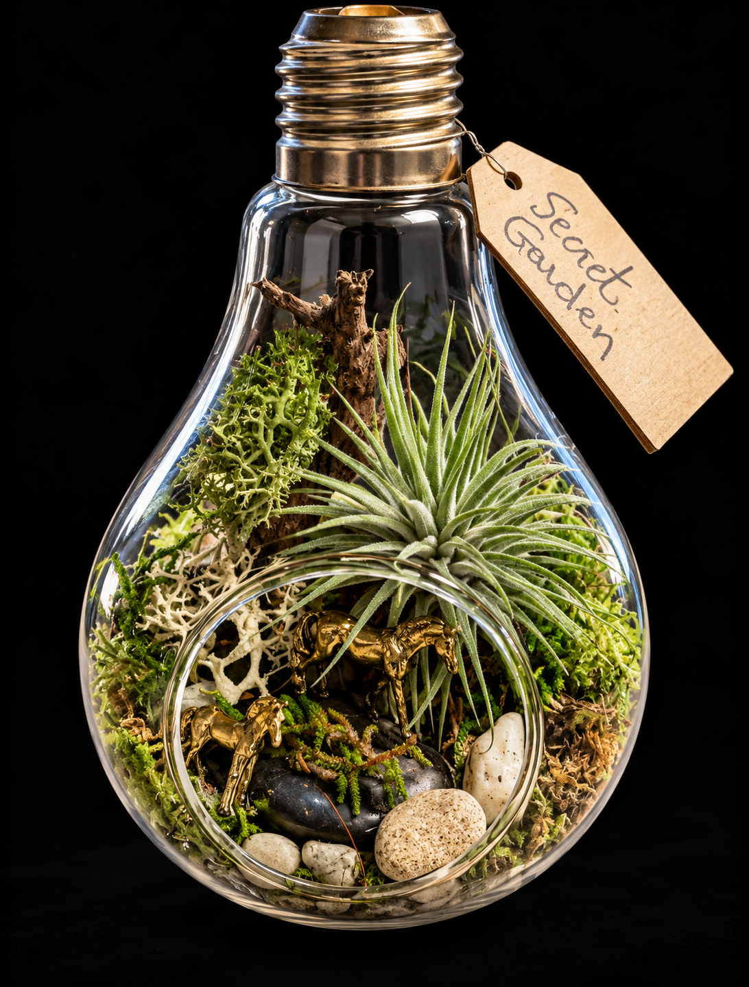 Secret Garden – Miniatuurwereld in Glazen Lamp met Tillandsia