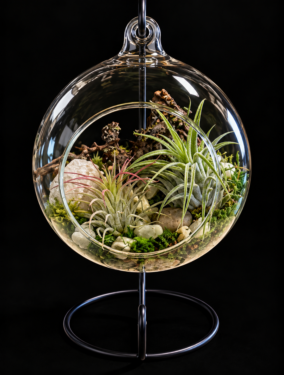 Secret Garden – Hangend Glazen Terrarium met Tillandsia