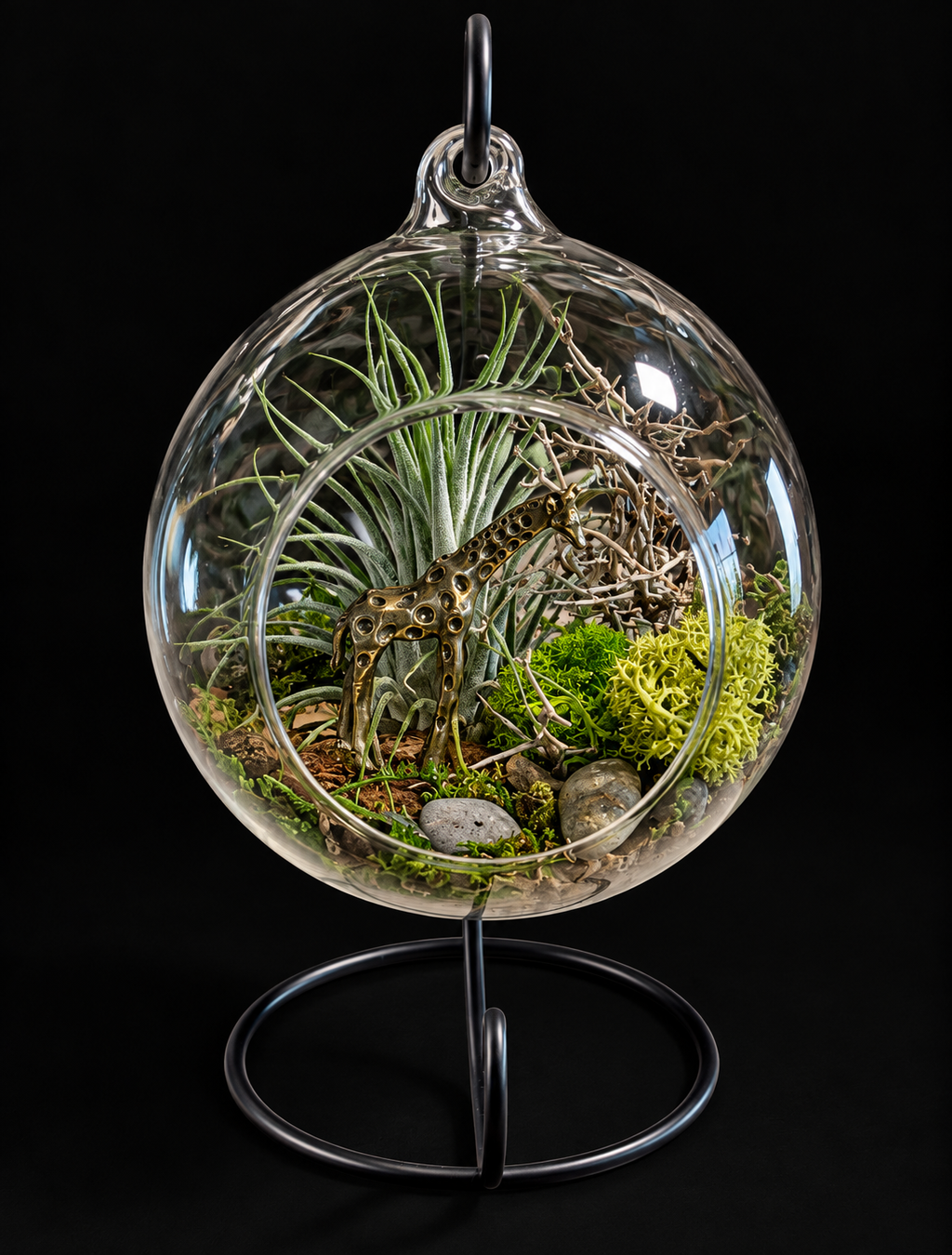 Secret Garden – Hangend Glazen Terrarium met Tillandsia