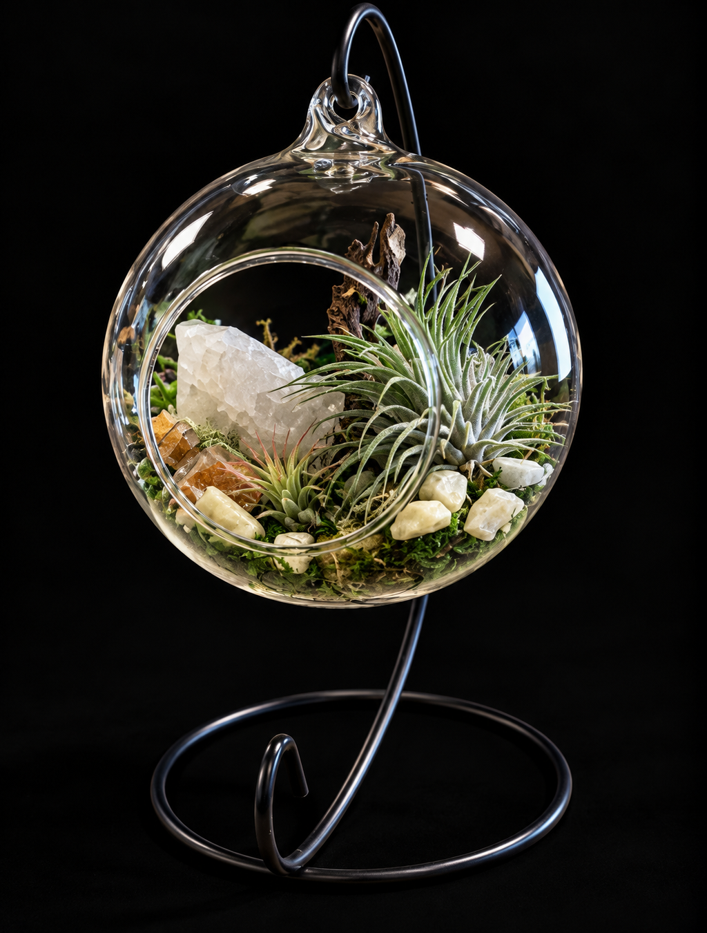 Secret Garden – Hangend Glazen Terrarium met Tillandsia