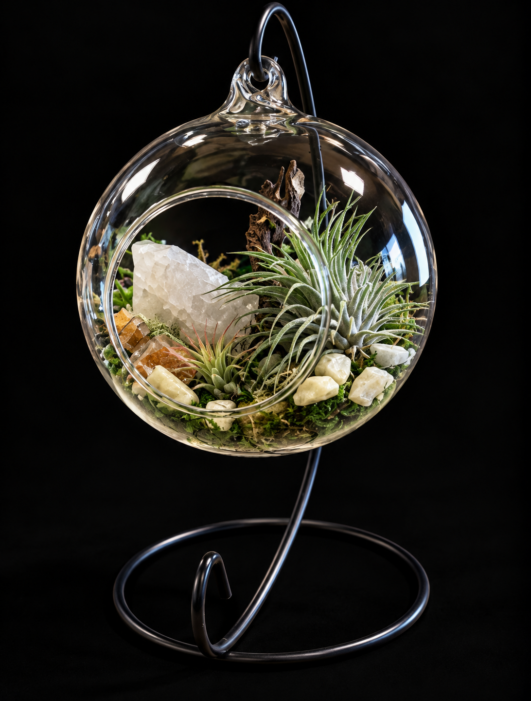 Secret Garden – Hangend Glazen Terrarium met Tillandsia