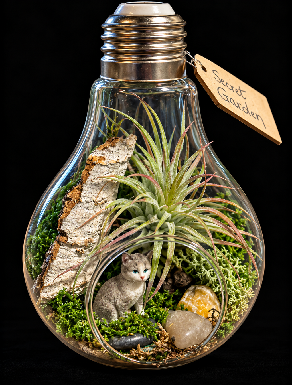 Secret Garden – Miniatuurwereld in Glazen Lamp met Tillandsia