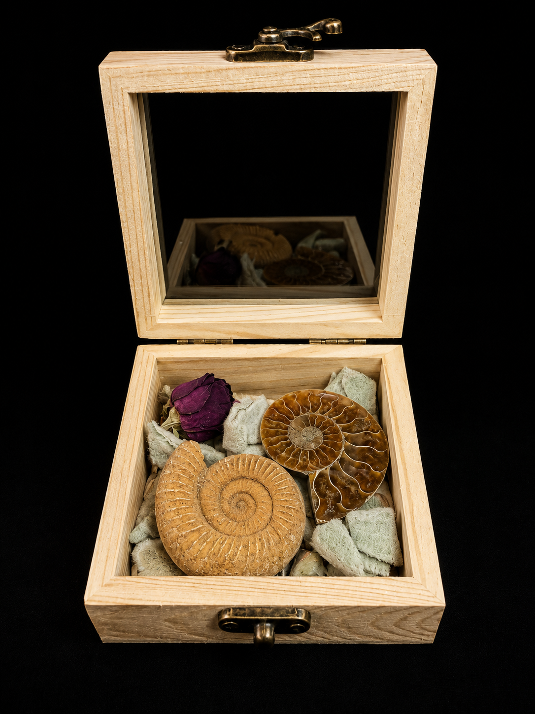 Natuurdoosje met fossielen & mineralen – unieke samenstelling